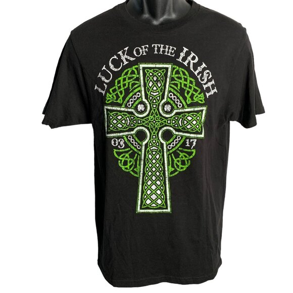 Luck of the Irish Celtic Cross T Shirt S Black Crewneck Short Sleeve St Patricks - Picture 1 of 6
